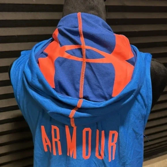 Under Armour Girls Youth Blue & Orange Hooded Zip Front Reversible‎ Vest YXL - Picture 4 of 12